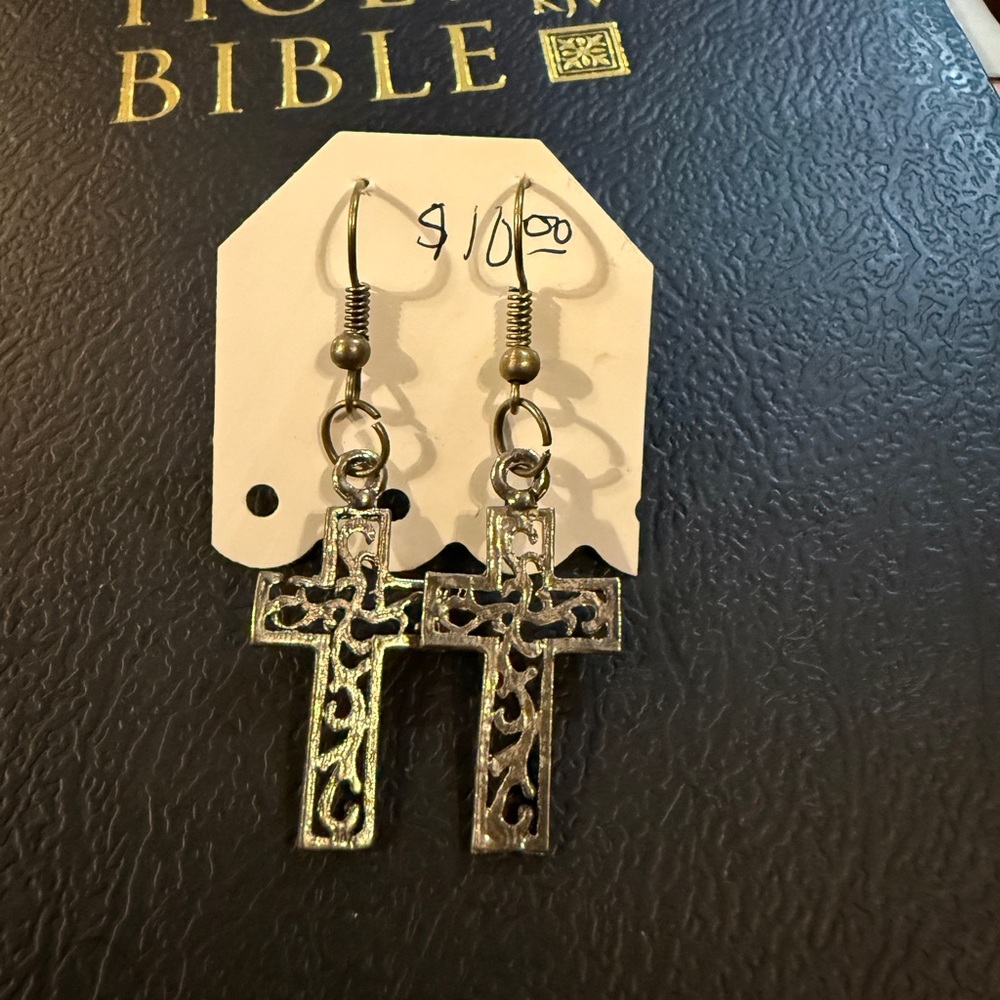 Silver Cross Earrings
